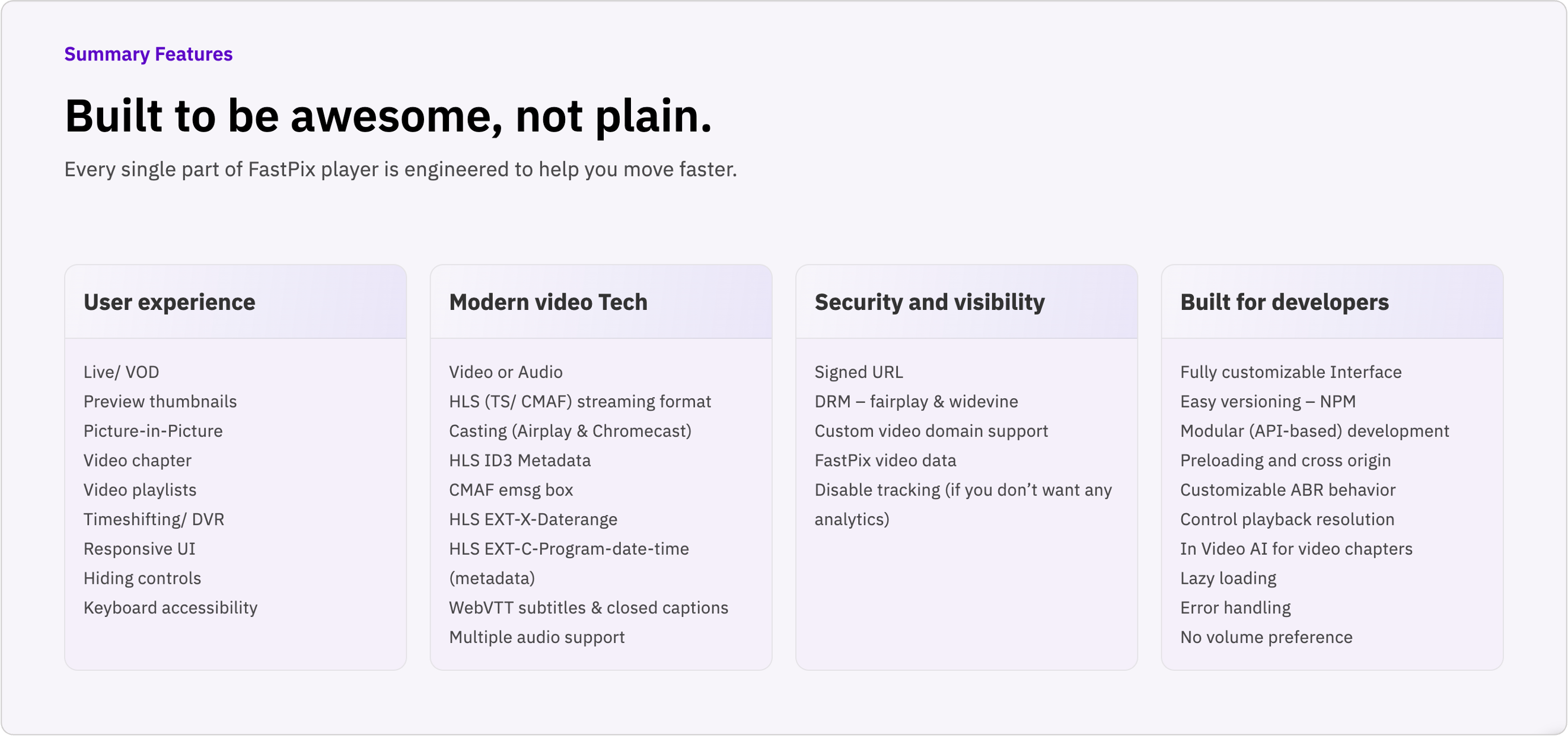 What can you do with FastPix Player