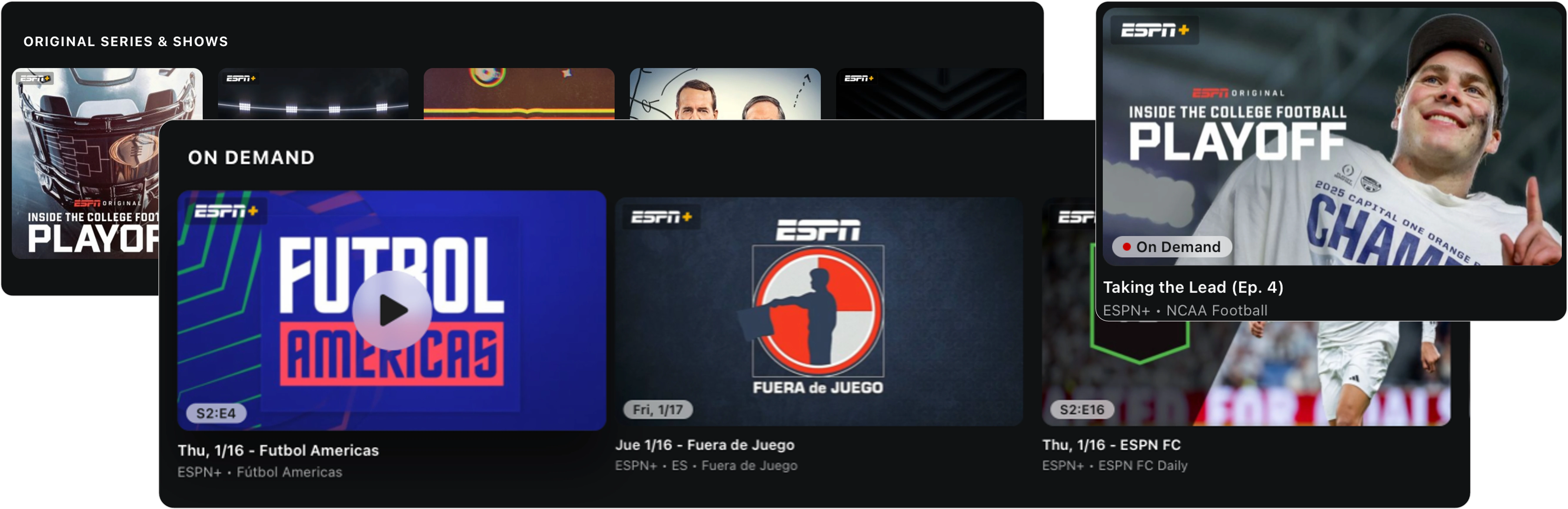 how ESPN+ showcases on-demand content
