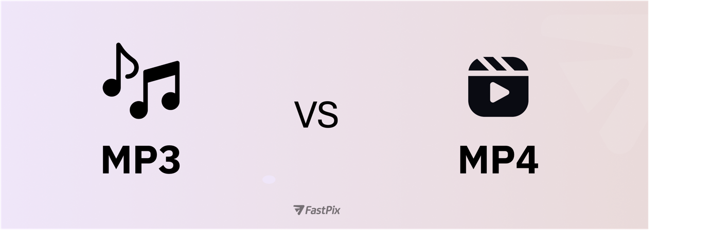 An image showing comparison of two file formats: MP3 (audio) and MP4 (video).