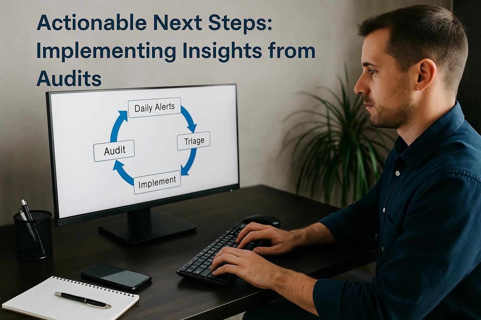 AI-generated image: Create a professional image for the section titled "Actionable Next Steps: Im...