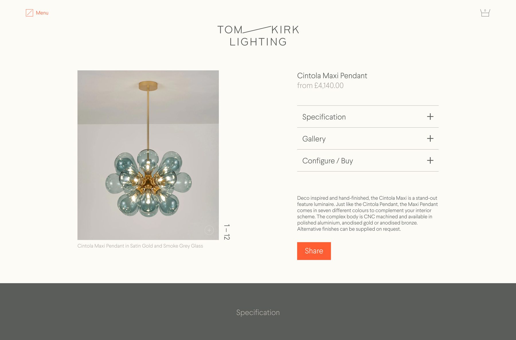 Tom Kirk Lighting website