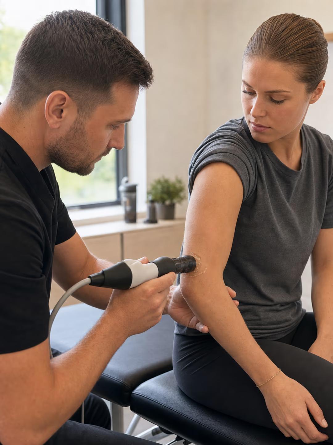 Shockwave therapy treatment device in clinical use