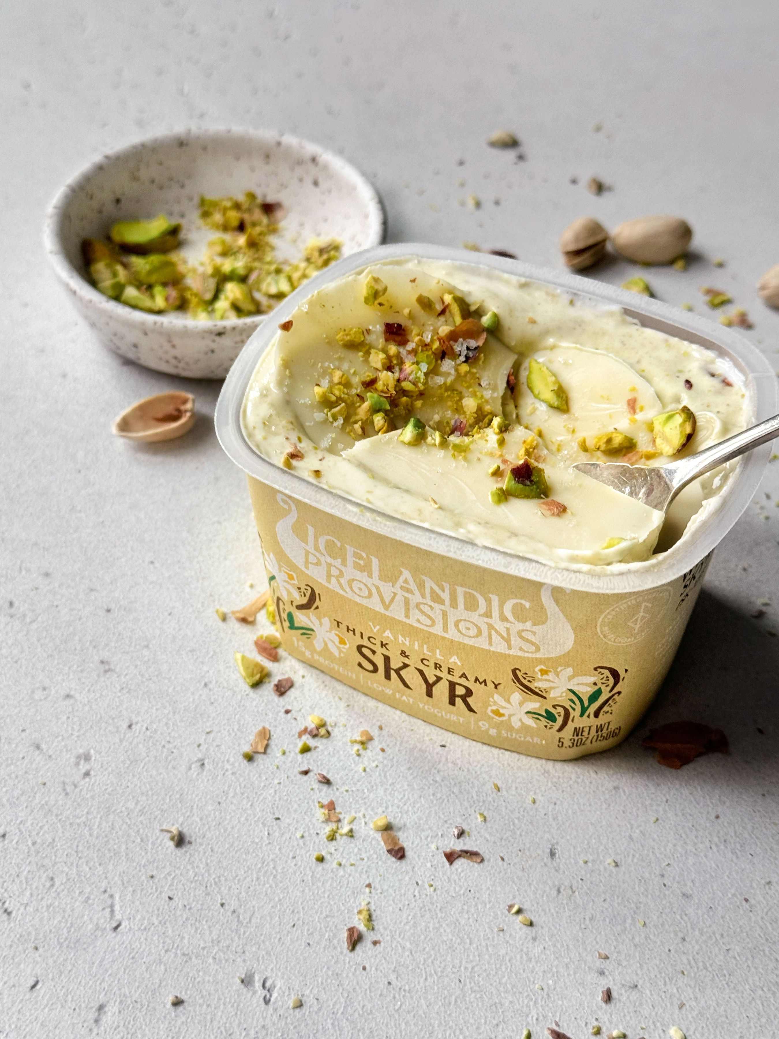 White Chocolate Pistachio Magic Shell Skyr Cup