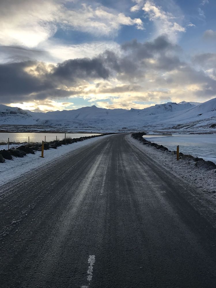 icey road at sunrise