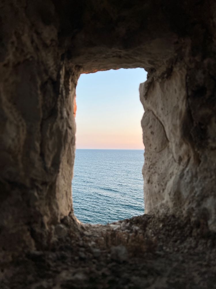 Adriatic sea through fortress wall