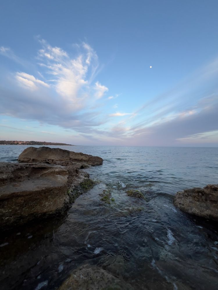 rocky water at sunset