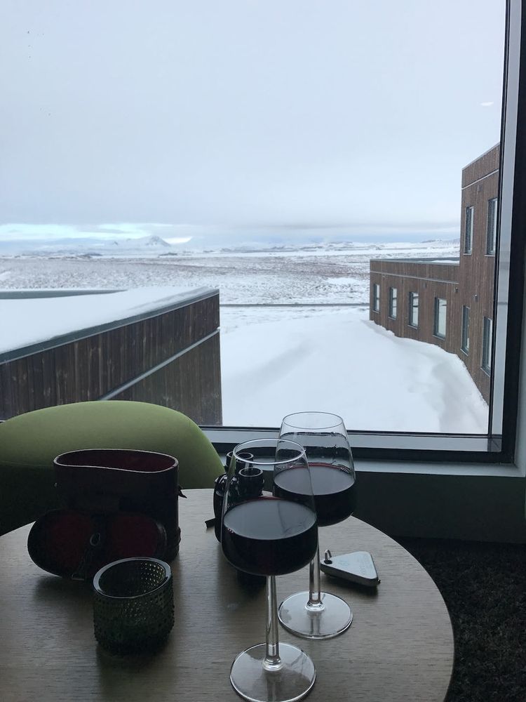 wine with view from Hotel Laxa