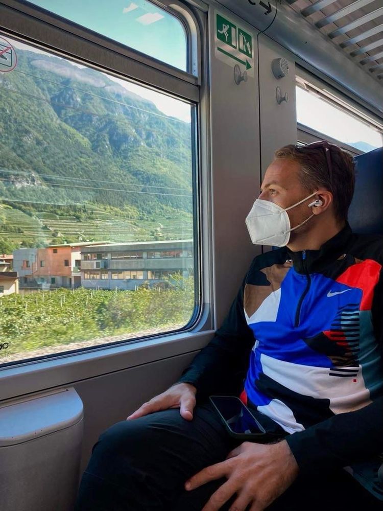 man on train wearing mask