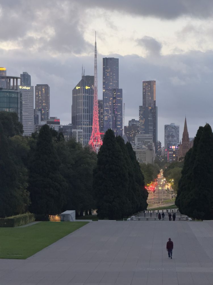 city skyline at dusk