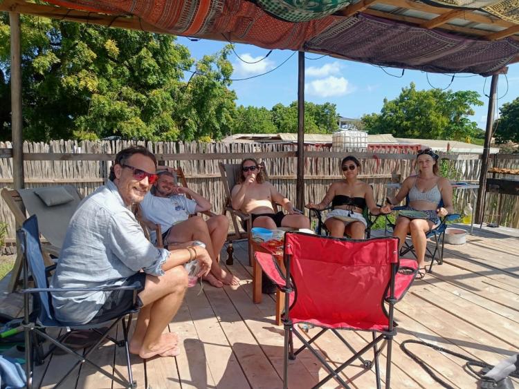 group on patio