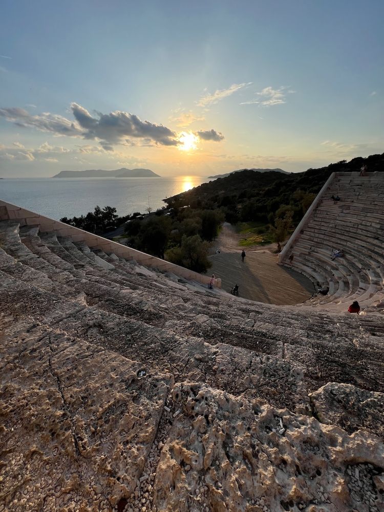 greek amphitheater at sunset