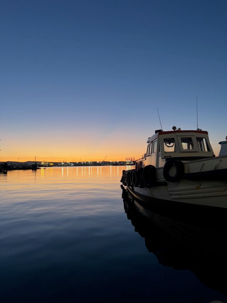 boat at sunset