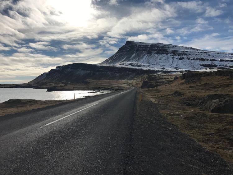 sunny dry road in iceland