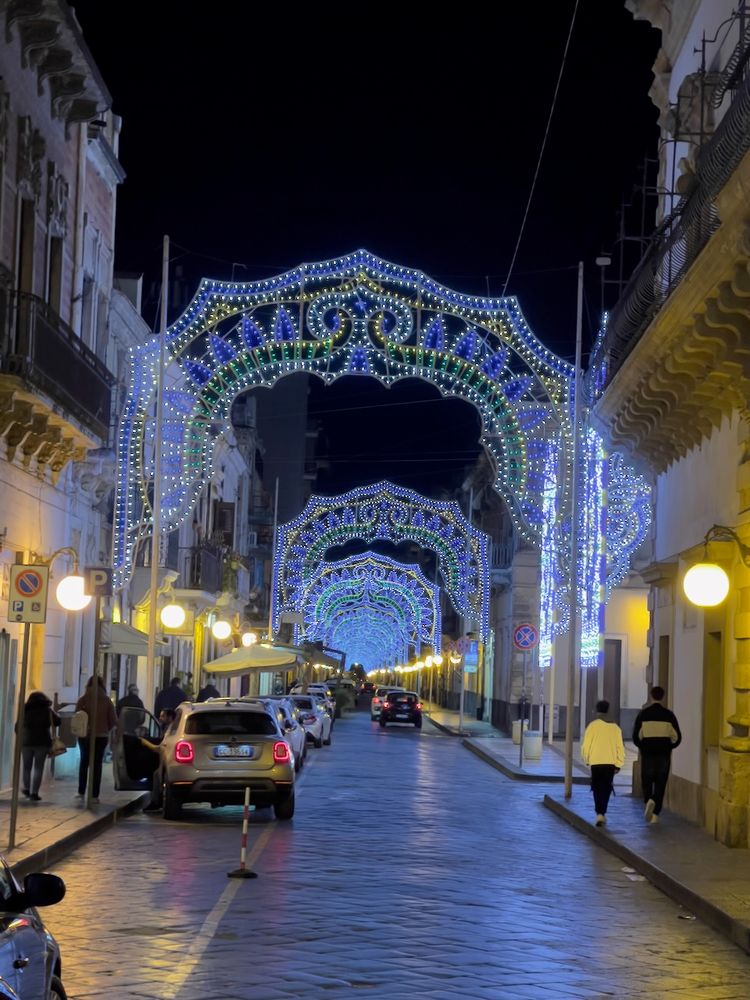 street with festival lights