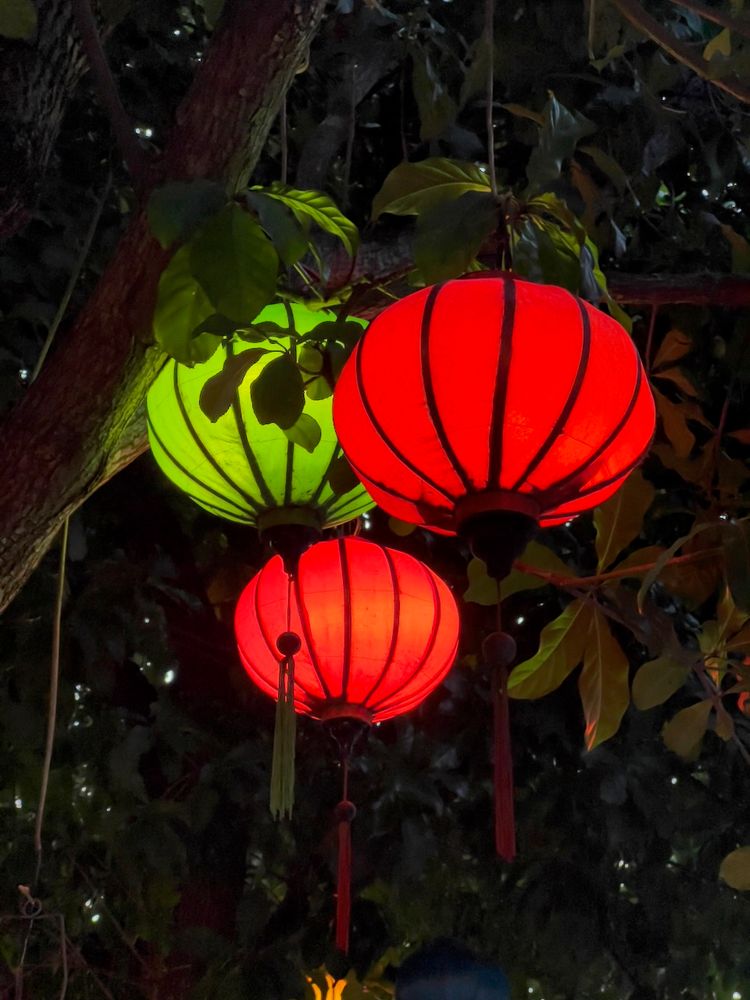 colorful lanterns at night