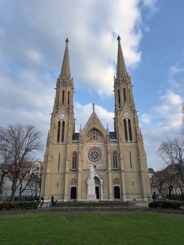 church with tall spires