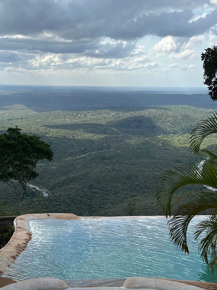 infinity pool high above valley