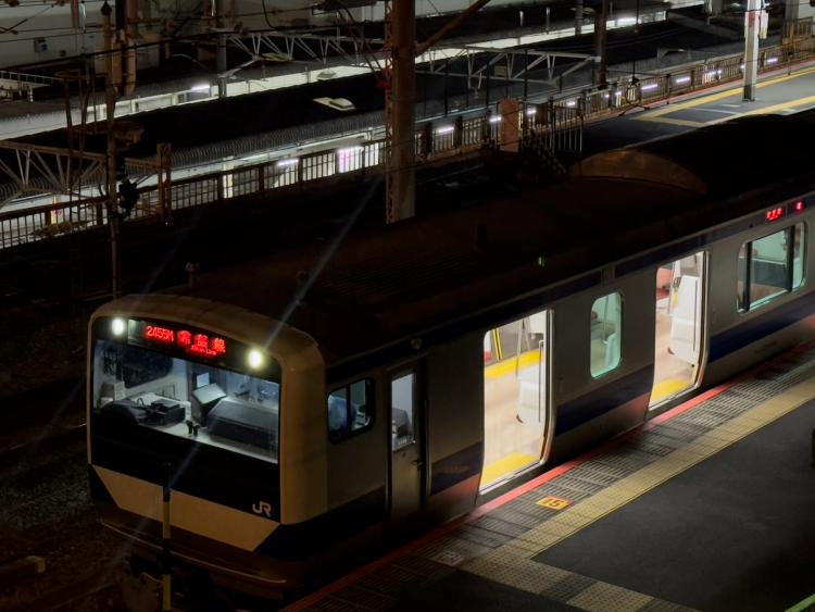 train platform at night