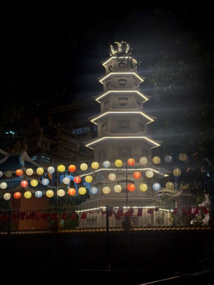 pagoda at night