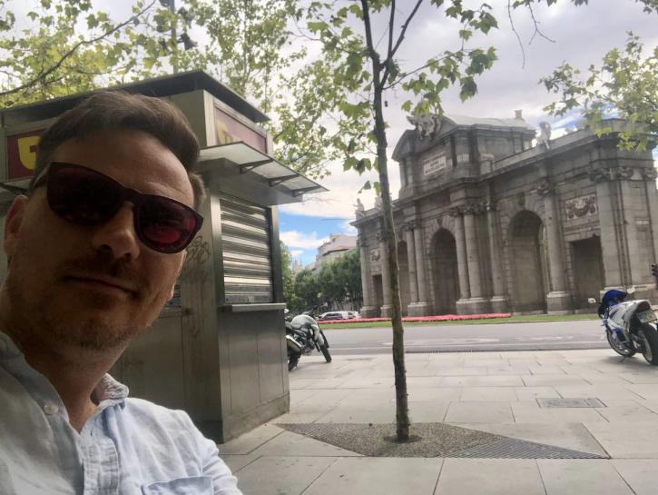 selfie by old building