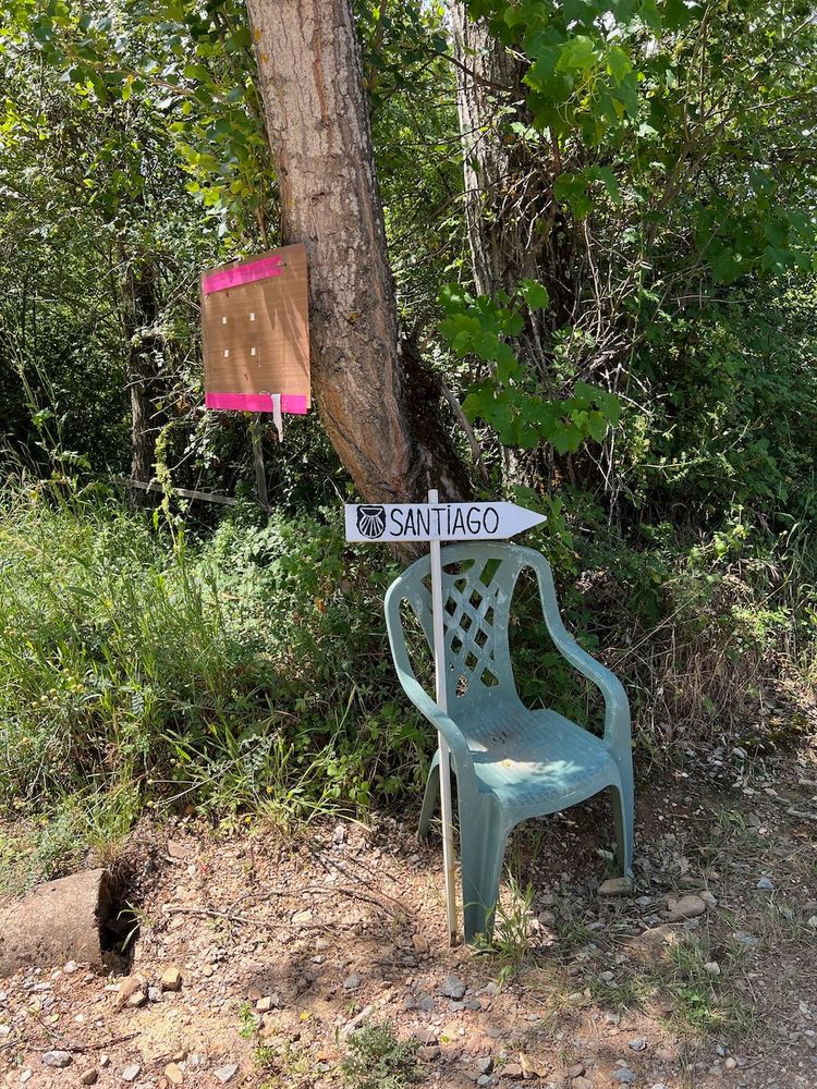 chair and sign