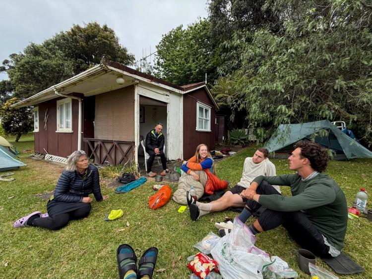 hikers relaxing after long day