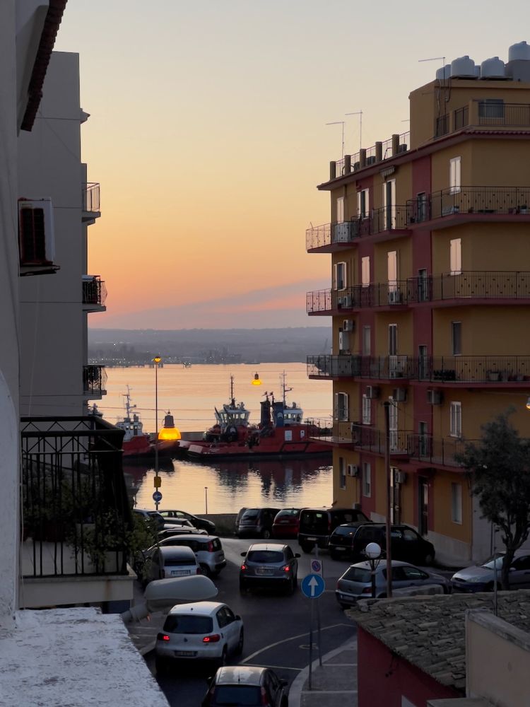 harbor at sunset