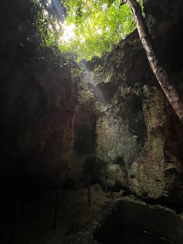 sun beaming into cave