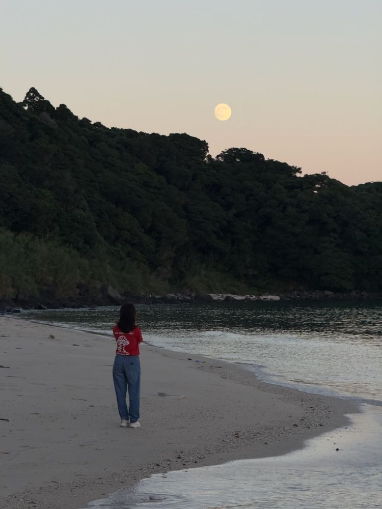 woman on beach at sunset