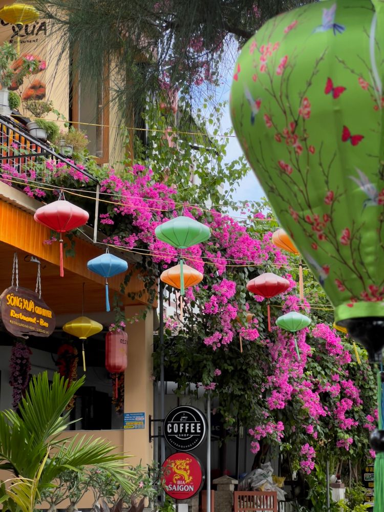 colorful lanterns along street