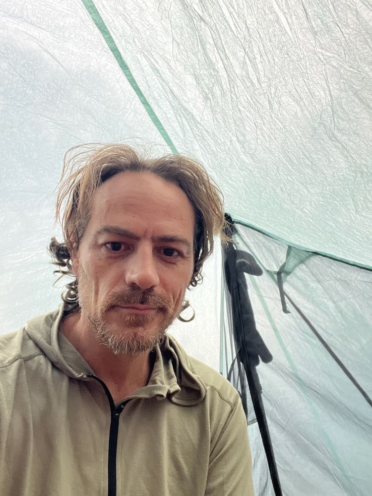 man in tent
