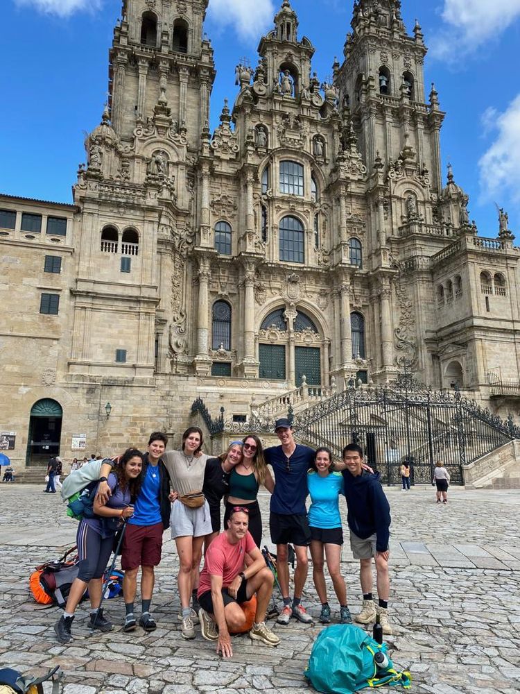 pilgrims at the end of the camino