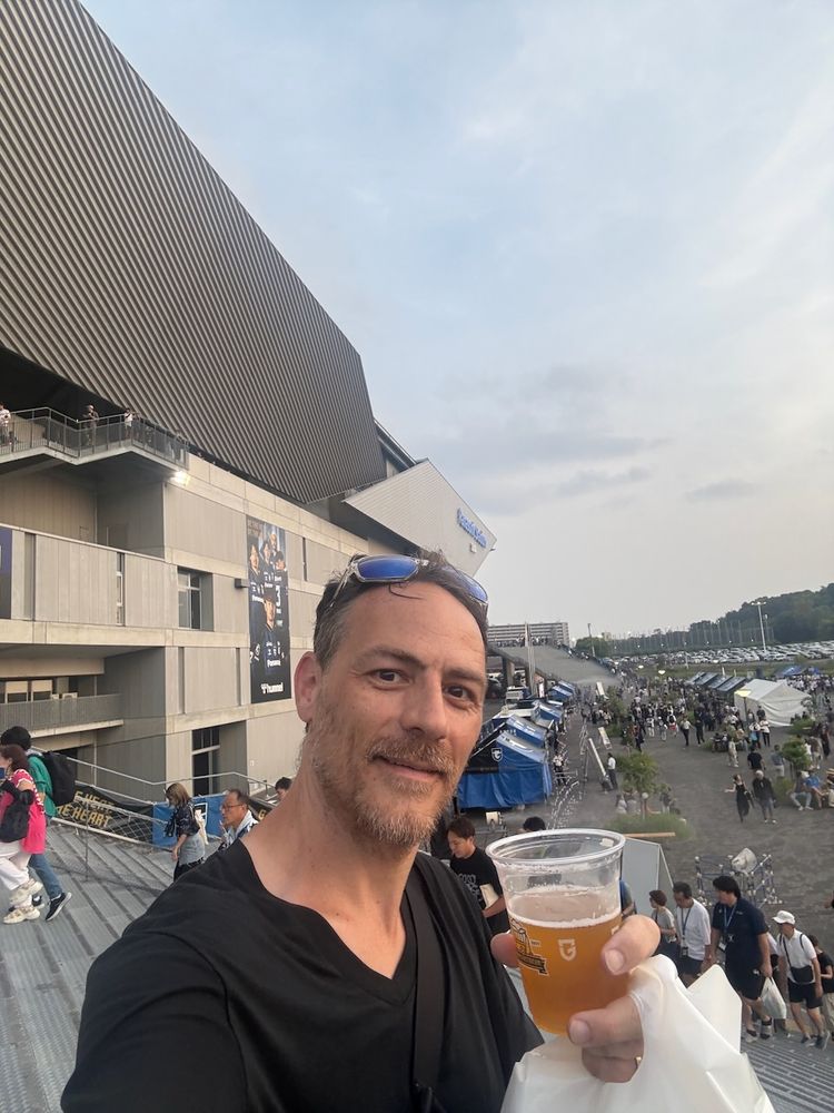 selfie with beer at football match