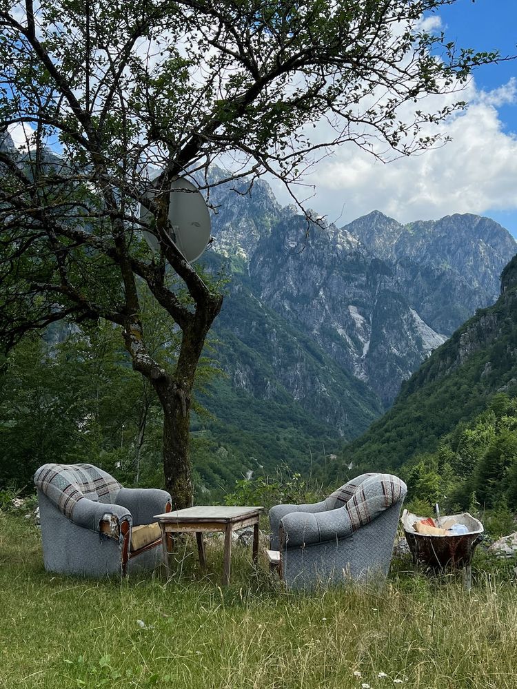 sofas on mountainside