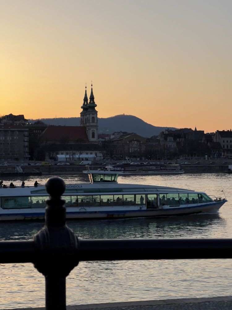 river boat at sunset