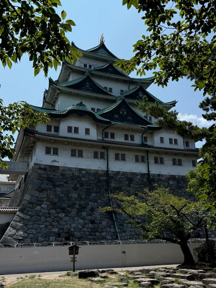looking up at japanese castle