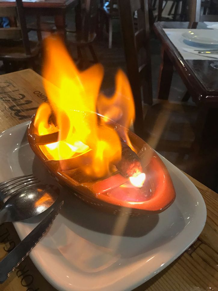 flaming sausage
