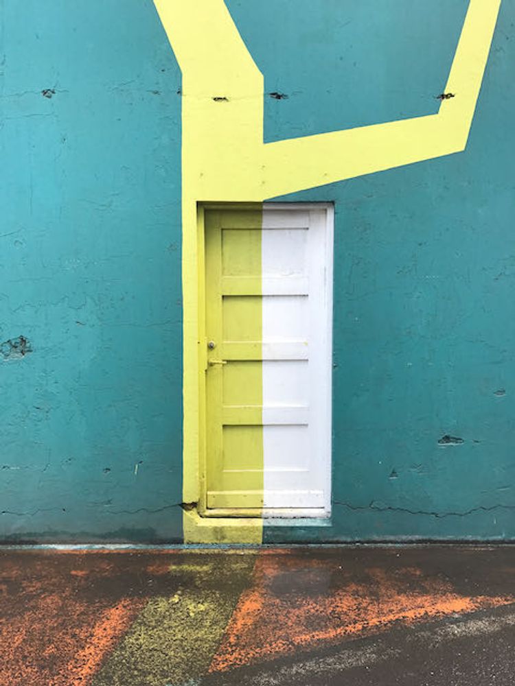 door with bright paint