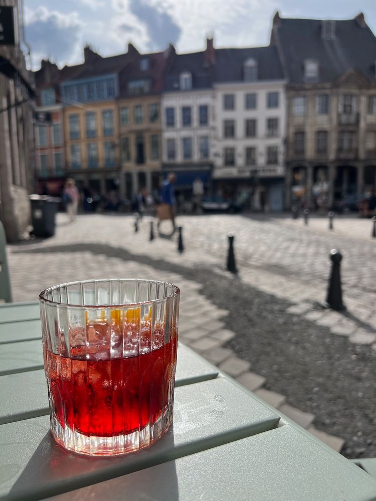 negroni cocktail on terrace