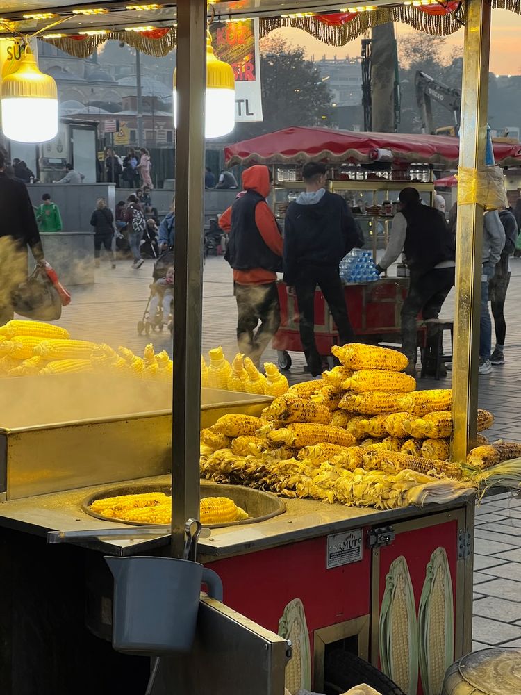 street vendor selling corn on the cob