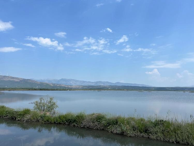 small lake in front of Montenegrin mountains