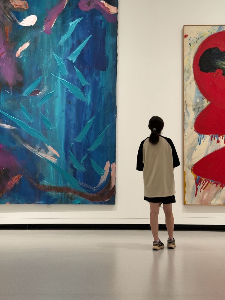 person viewing art at museum