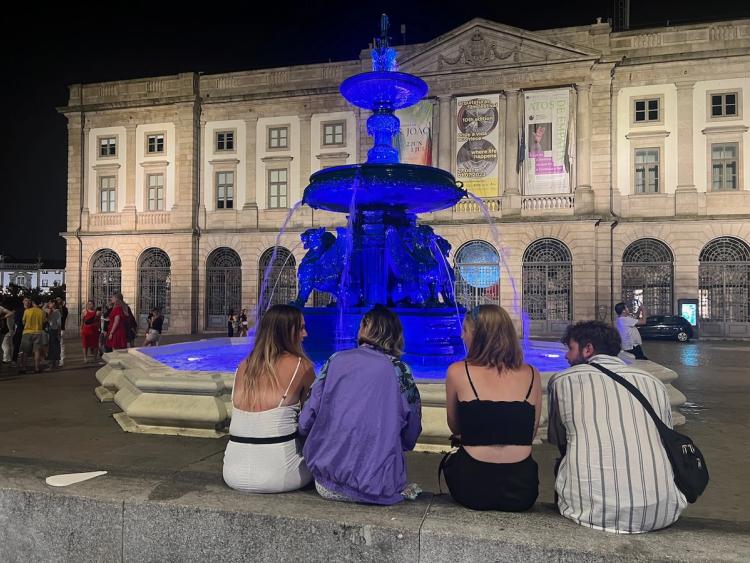 people enjoying plaza