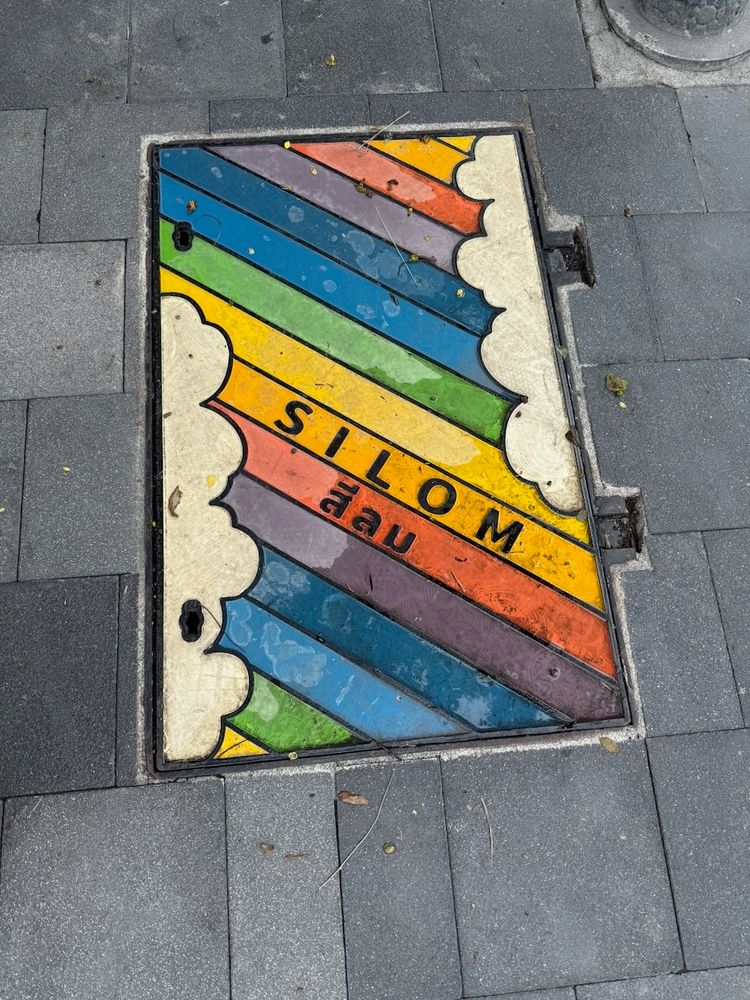 painted street hole cover