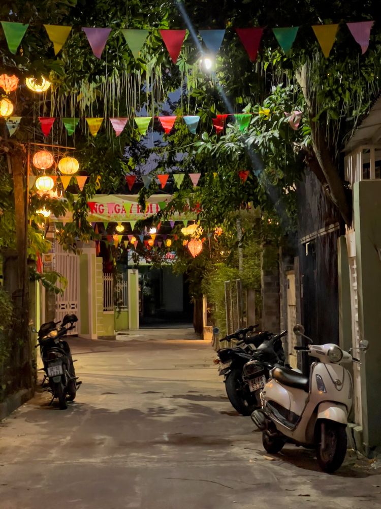 colorful street at night