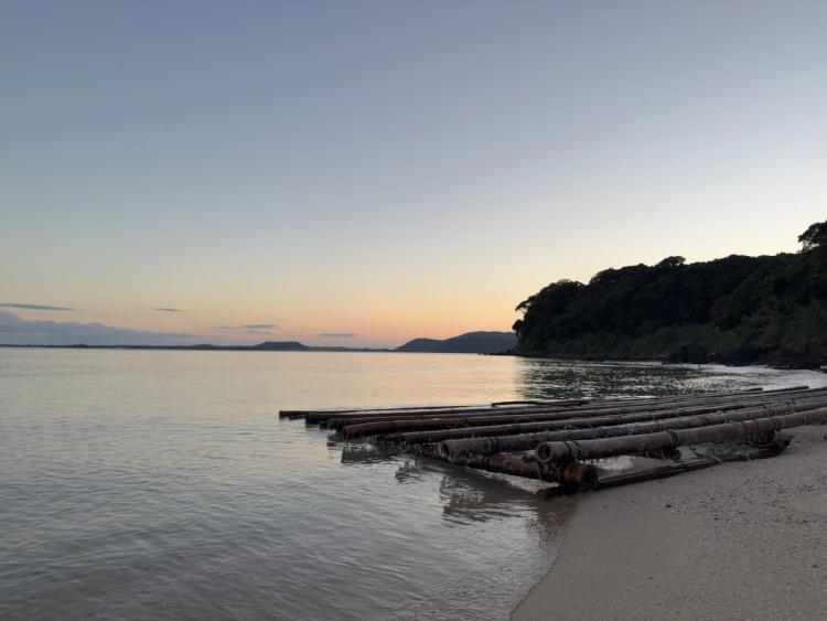 sunset at water's edge