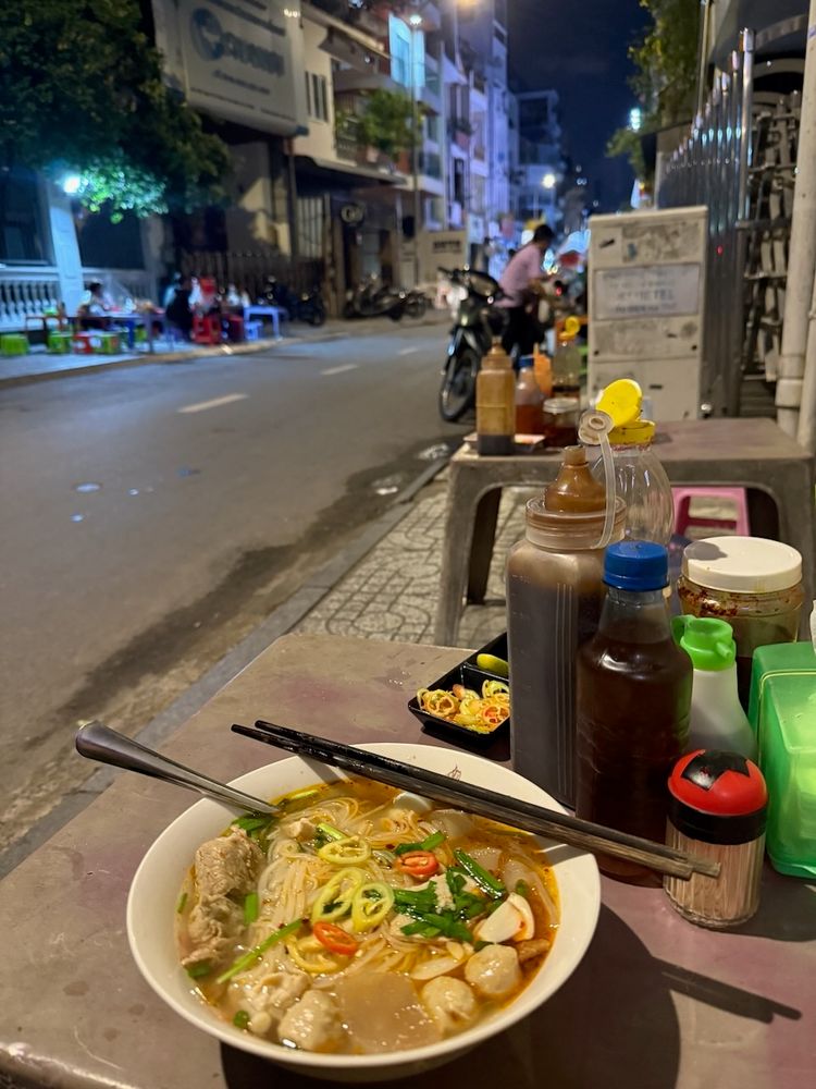 street food at night in saigon