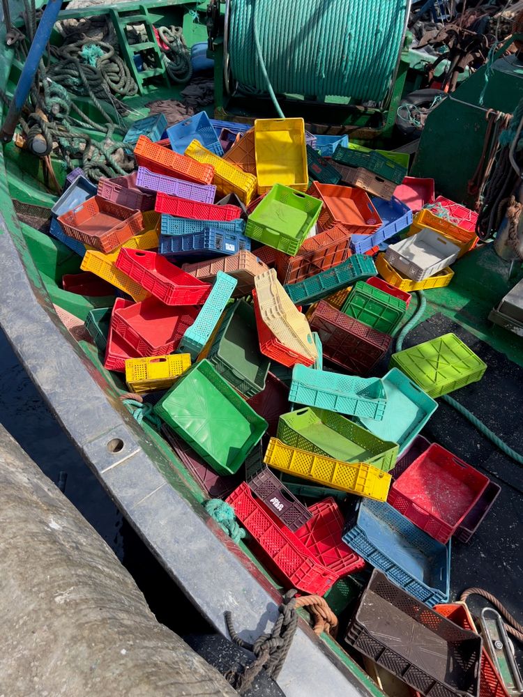 colorful crates on boat
