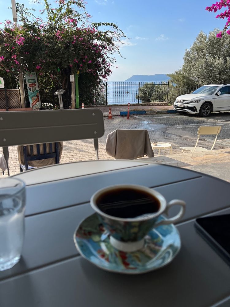 coffee on patio with view of sea