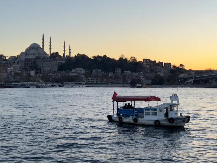 Süleymaniye Camii from across the Bosporus at sunset